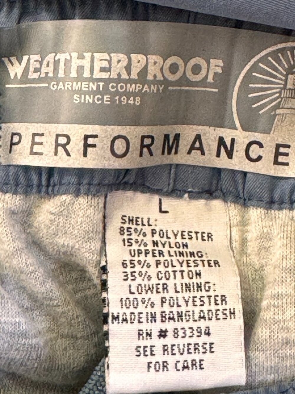 NEW Vintage Weatherproof Performance Men's Nylon Blend Joggers Blue Zip Fly L - Picture 9 of 11